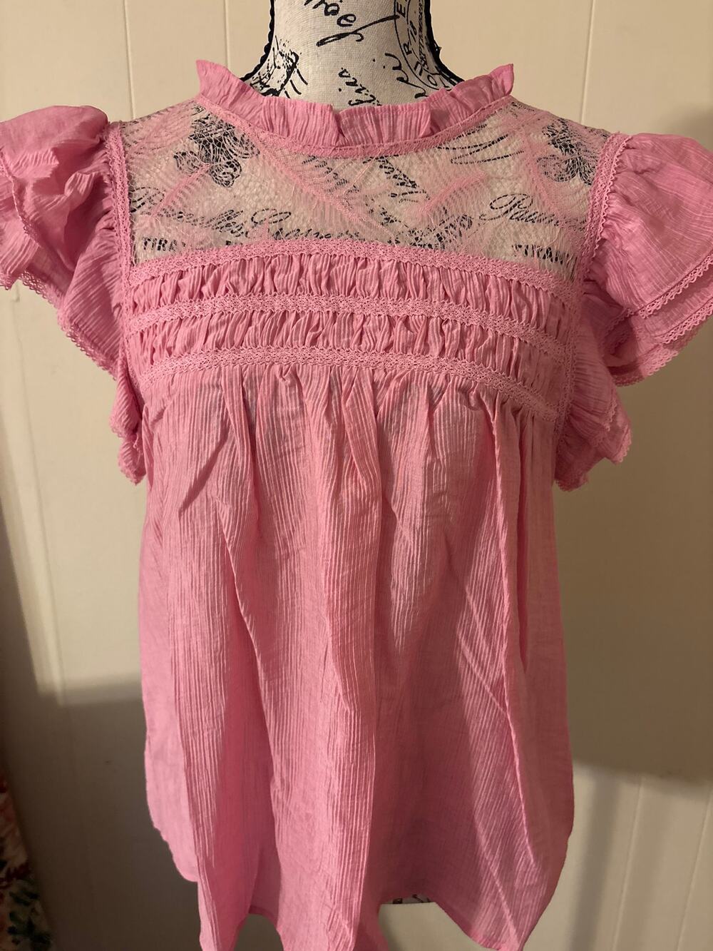 Laura Ashley Pink Blouse Sz Medium